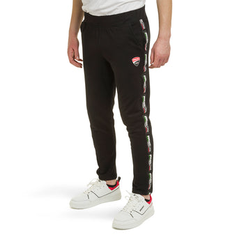 Pantaloni neri da uomo con fettuccia logata Ducati Corse Eligio, Abbigliamento Sport, SKU a723000060, Immagine 0